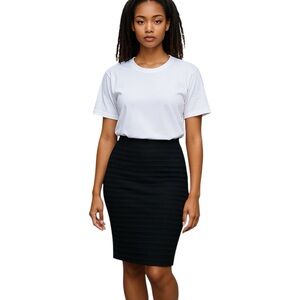 NWT Jennifer Lopez Pencil Skirt Small Black Knee Length Elastic Waist Slit JLO